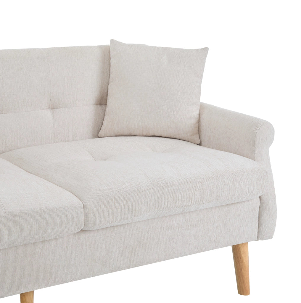 Divano 162x74x77 cm con cuscino seduta 15 cm in ciniglia beige