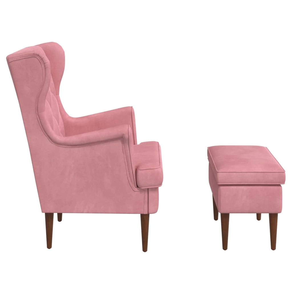 Poltrona con Ottomano 2 pz Rosa Velluto 3418850