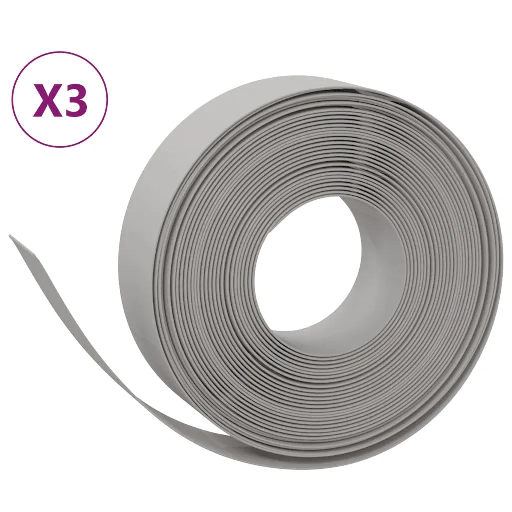 Bordature da Giardino 3 pz Grigie 10 m 15 cm in Polietilene 3155441