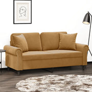 Divano a 2 Posti con Cuscini-Sofa 2 Posti con Cuscini Marrone 140 cm in Velluto