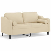 Divano | Divano da soggiorno | Sofa a 2 Posti con Cuscini Crema 140 cm in Tessuto