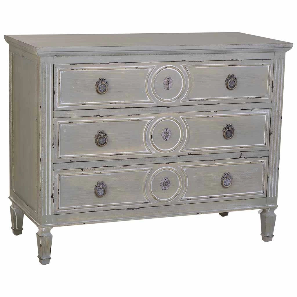 Cassettiera in legno con 3 cassetti grigio 102x46x80h cm