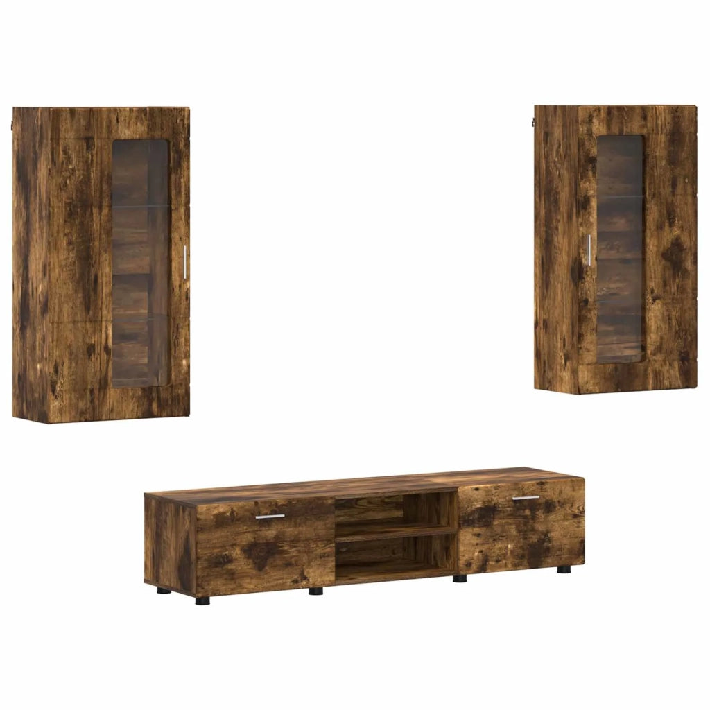Set mobile TV FLORIN 3 pcs Rovere fumé Legno multistrato 3397929