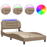 Letto singolo | Letto per adulti | Giroletto con LED senza Materasso Hvar Cappuccino 100x200 cm