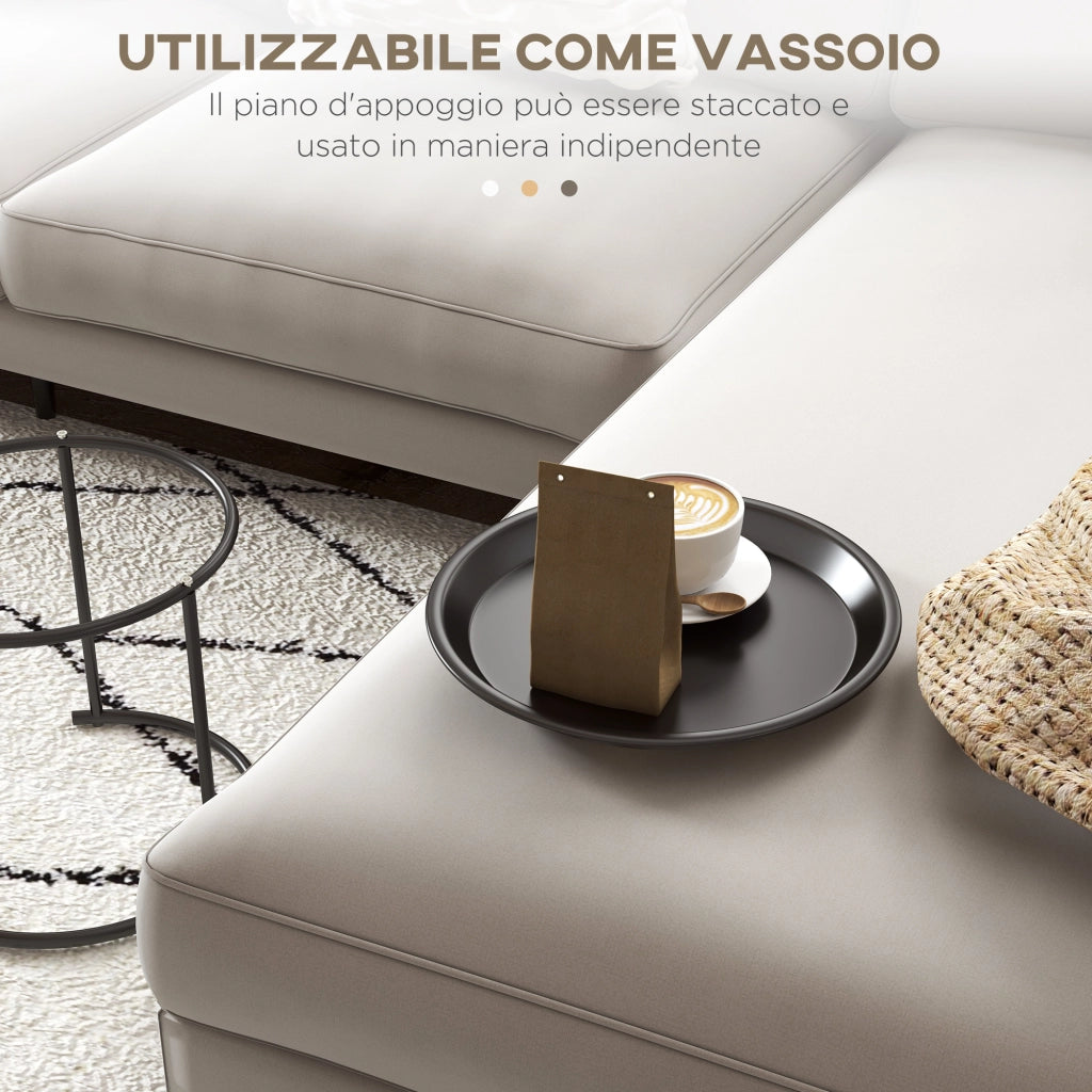 Tavolino da salotto rotondo sovrapponibile con vassoio ¨C zephmum ¨C nero