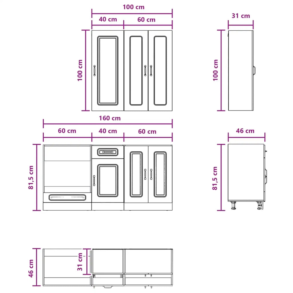 Unità Cucina KALMAR 5 pcs Nero Legno ingegnerizzato 3438246