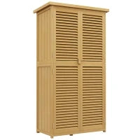 Casetta da Giardino i Legno a 4 Ripiani con Anta a Persiana, 87x46.5x160 cm, Giallo e Verde