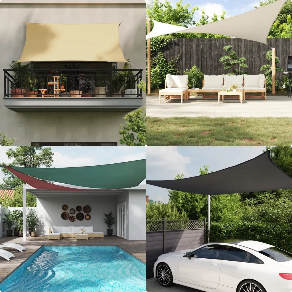 Parasole a Vela Oxford Rettangolare 4x5 m Nero 135766
