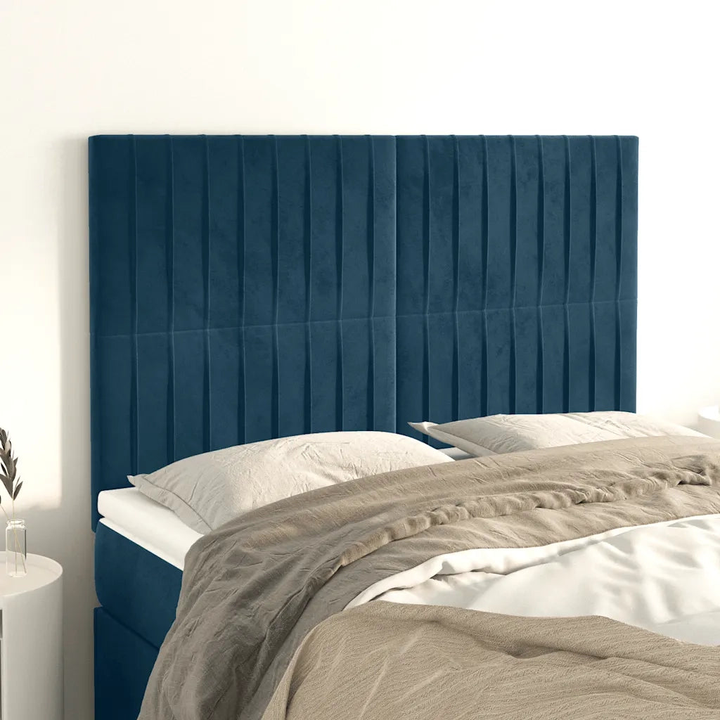 Testiera-Testata-Testiera Decorativa Blu Scuro 144x5x118/128 cm Velluto 367364