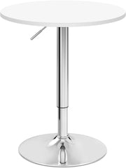 Tavolino da Bar, Girevole Piano Rotondo, Diametri 60 cm, Tavolo da Cucina, Base in Acciaio e Piano in MDF, per Soggiorno, Bianco