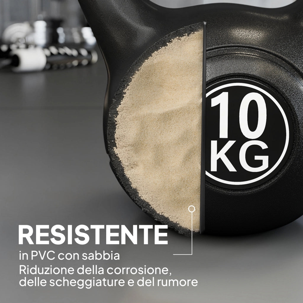 Kettlebell 10 kg per Allenamento ¨C zephmum ¨C Nero, Base Piatta, 25x19x28 cm