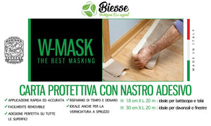 w-mask carta protettiva +nastro adesivo cm 18 x 20mt cod:ferx.97379