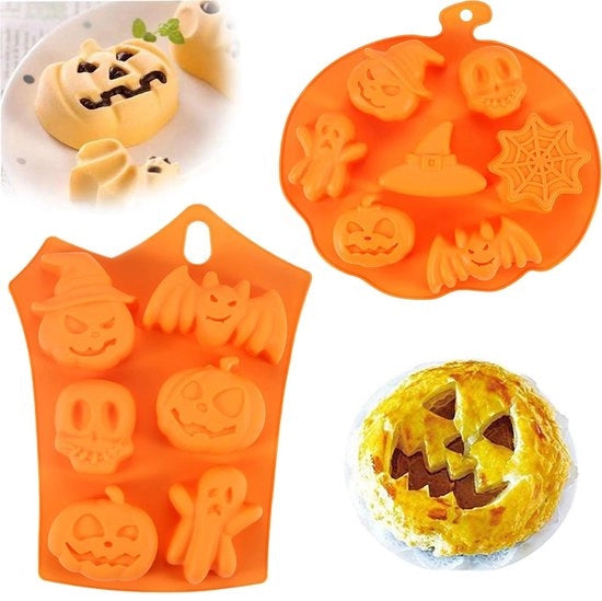 Siliconi Forme per Dolci - 2 Pezzi - Halloween - Forme per Zucche e Calotte - Materiali di Qualità Alimentare - Resistenti a Temperature Elevate - Decorazioni Creative per Cakes - Forme per Dolci