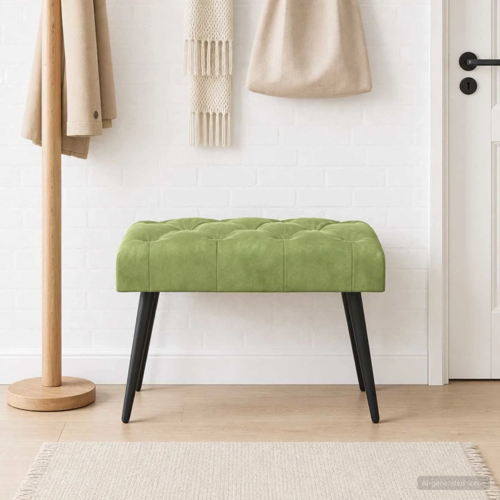 Panchina con bottoni imbottiti Verde chiaro 60 x 40 x 45 cm 42038546