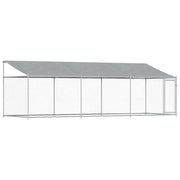 Gabbia Cani con Tetto e Porta Grigia 6x2x2 m in Acciaio Zincato CFW1793698