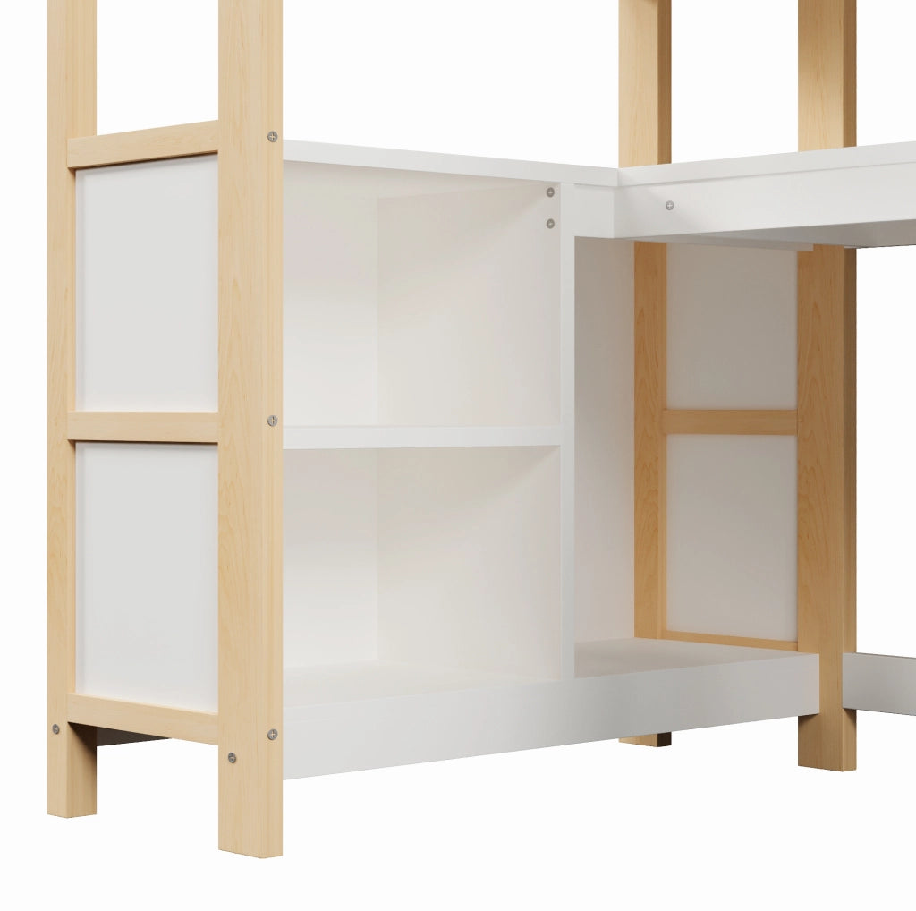 Letto a soppalco 140x200 cm con scrivania e armadio