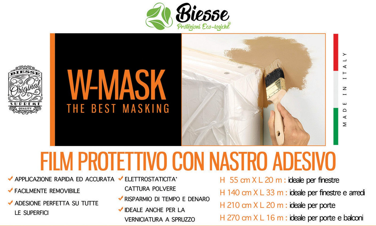 w-mask film protettivo + nastro adesivo cm 210 x 20mt cod:ferx.97383
