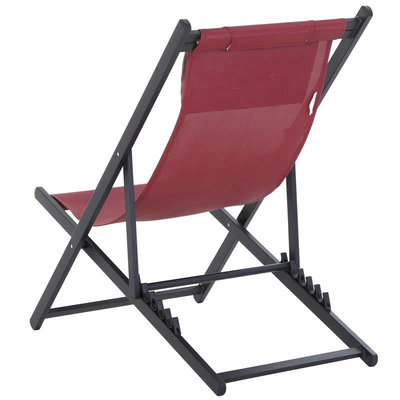 SET 2 SEDIE SDRAIO PIEGHEVOLI IN ALLUMINIO E TEXILENE ROSSO