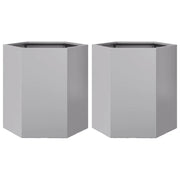 2 pz Fioriere | Cassetta per fiori | Vaso da Giardino Esagono 46x40x45cm Acciaio Zincato