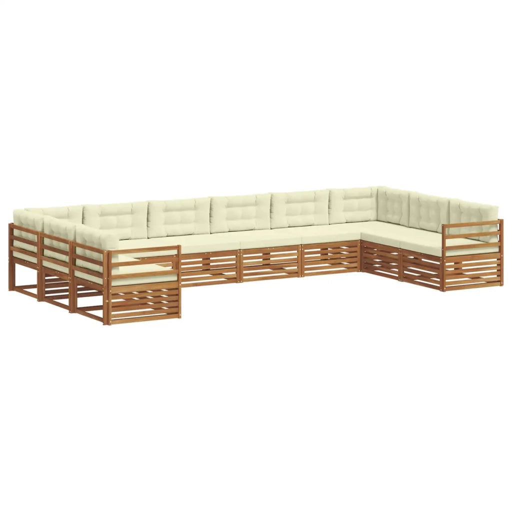 Set divani 3 pcs Naturale e Crema Legno di Acacia Massello