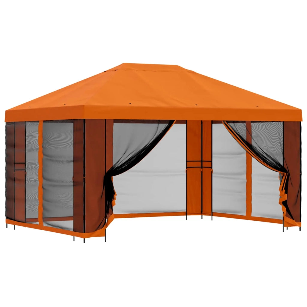 Gazebo da giardino con pareti laterali 4 × 3 m Arancione 900393
