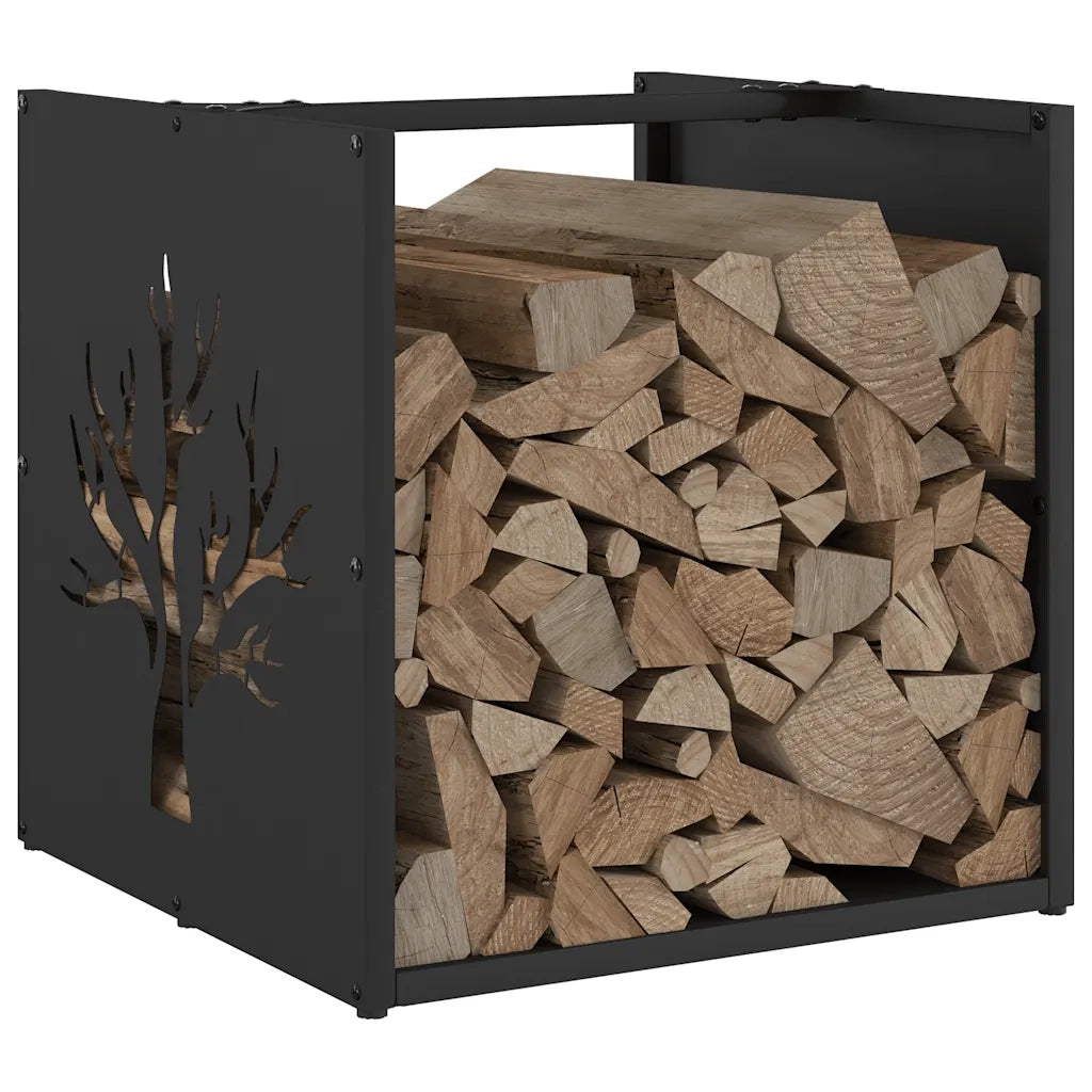 Rastrelliera per Legna da Ardere Nera 40x40x40 cm 864243