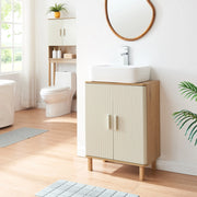 Mobile Sottolavabo da Terra Ferrersp a 2 Ante 80 x 60 x 35 cm - Effetto Rovere / Avena Oatmeal [en.casa]