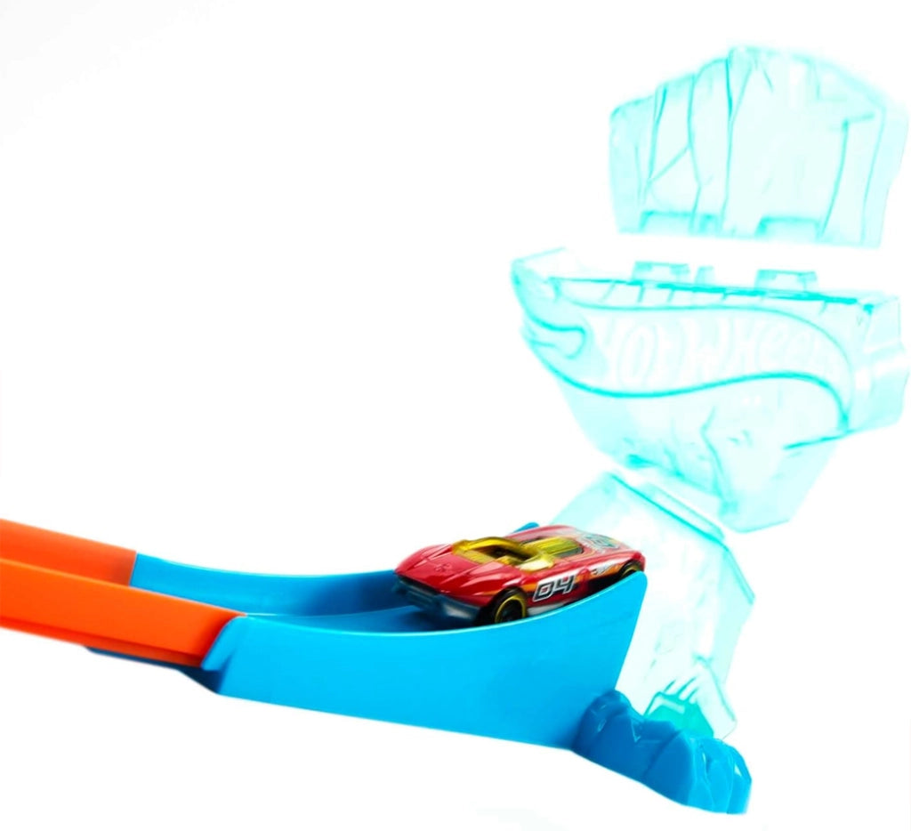 Hot Wheels Track Builder Set Sfide Tema Ghiaccio con 1 veicolo Idea Regalo