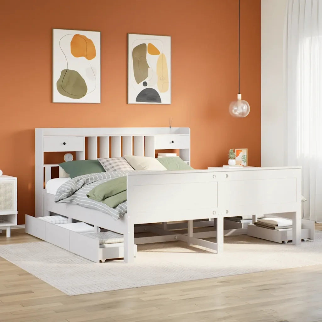 Giroletto con Libreria senza Materasso 180x200 cm in Legno Pino