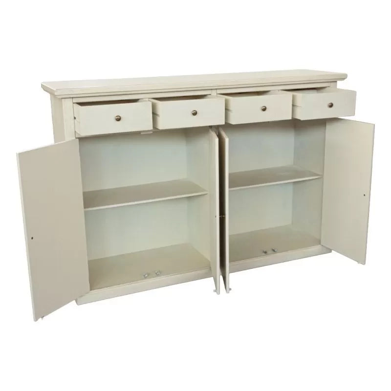 Madia credenza legno 4 porte 4 cassetti shabby avorio anticato 160x40x110 - Mobili 2G