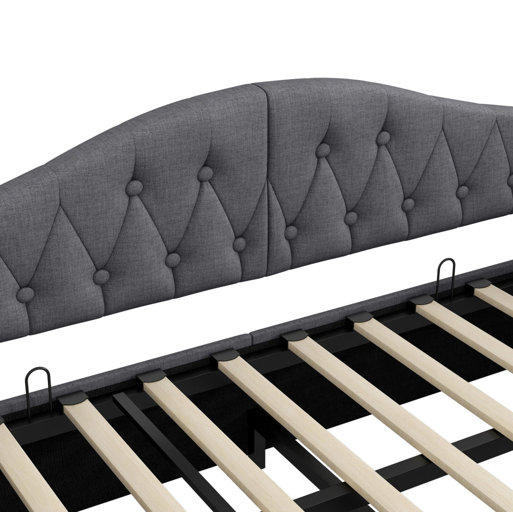 Letto da giorno imbottito 90x200 cm con LED; contenitore sotto il letto; grigio