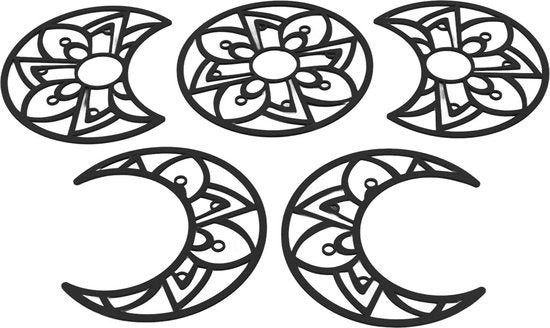 Decorazione per Parete in Stile Bohemien Universale con Design di Legno Prezzo Accessorio per Ristoranti - Nero A.