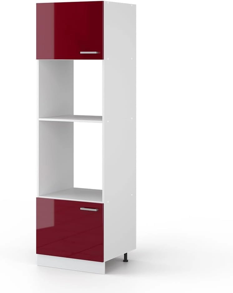 Mobile cucina microonde R-Line, Rosso lucido, 60 cm, per la libera combinazione all'interno di sistemi cucina modulari
