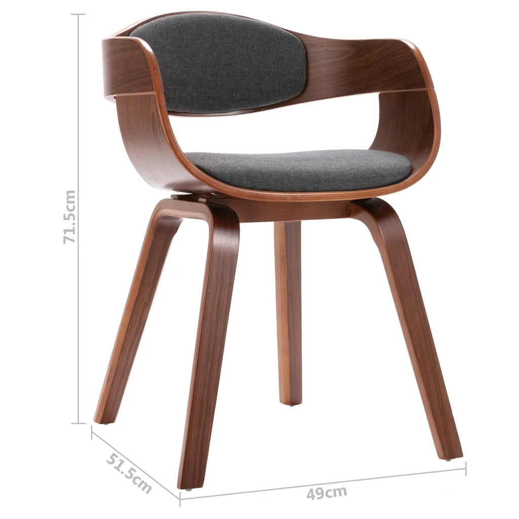 Sedie da Pranzo 4 pz in Legno Piegato e Tessuto Grigio cod mxl 24681