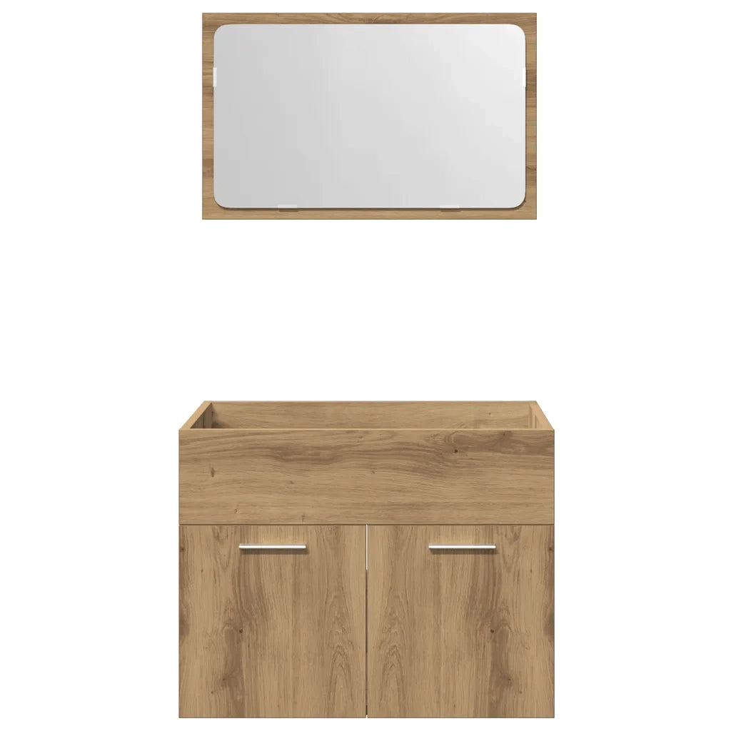 Set Mobili da Bagno 2 pz Rovere Artigianale Legno Multistrato