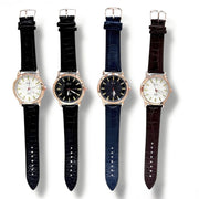 Trade Shop - Orologio Elegante 43 Mm Impermeabile Con Cinturino Effetto Pelle E Design Classico -