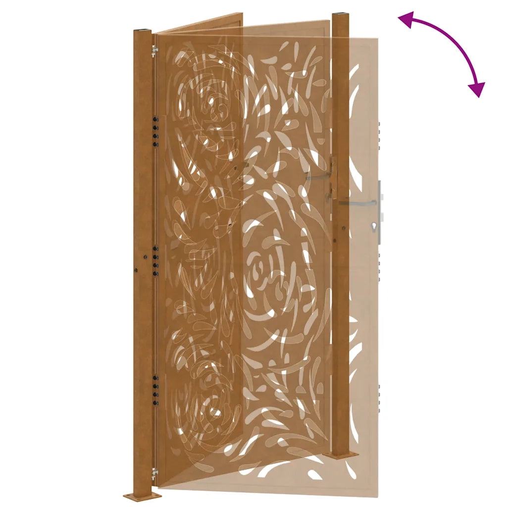 Cancello da giardino 100x175 cm in acciaio corten con design a fiamma 4100997