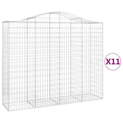 Cestini gabbioni recinzione a gabbia muro di contenimento ad arco 11 pezzi 200 x 50 x 160/180 cm ferro zincato argento 02_0040327