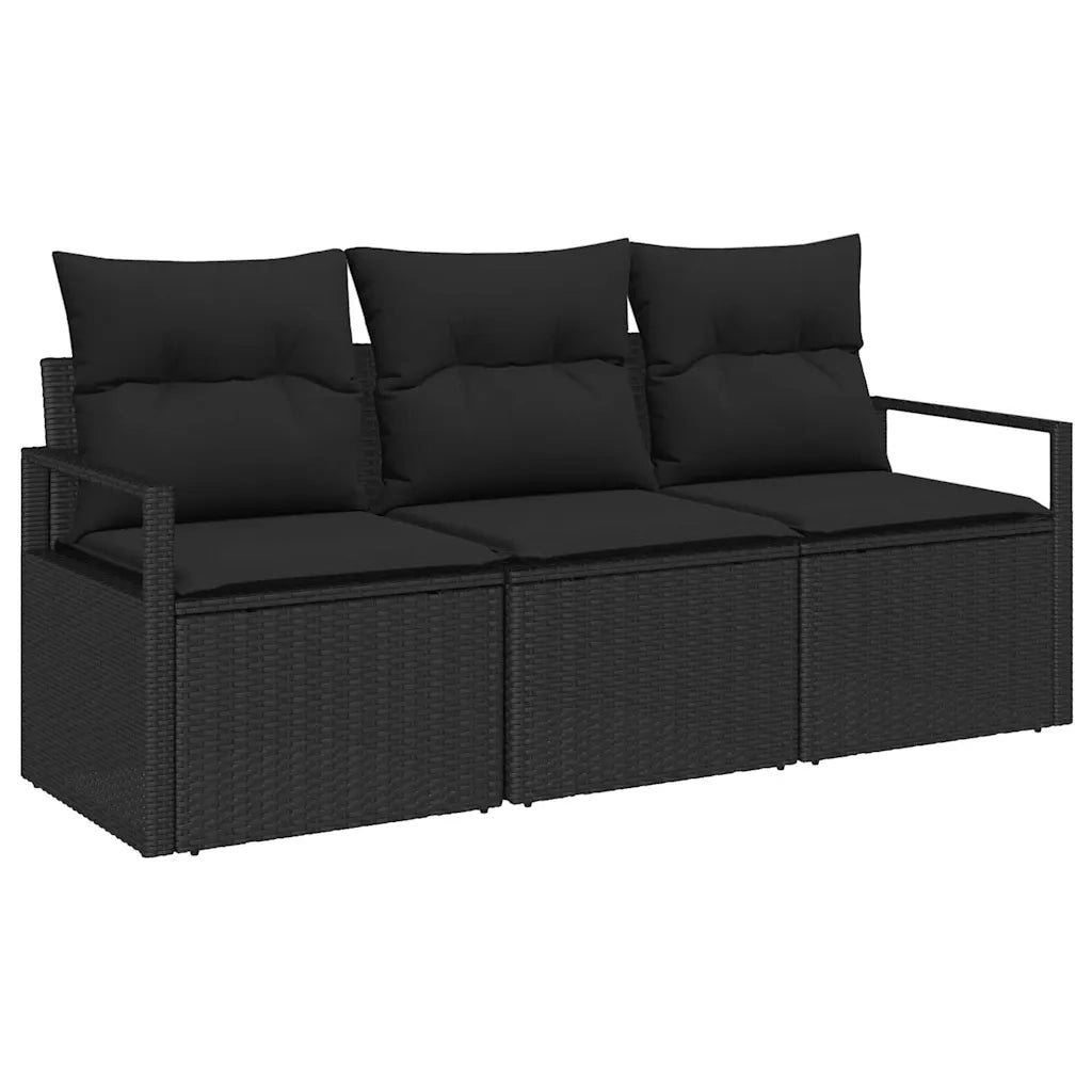 Set di divani 3 pz | Set Salotto da Giardino Nero polyrattan