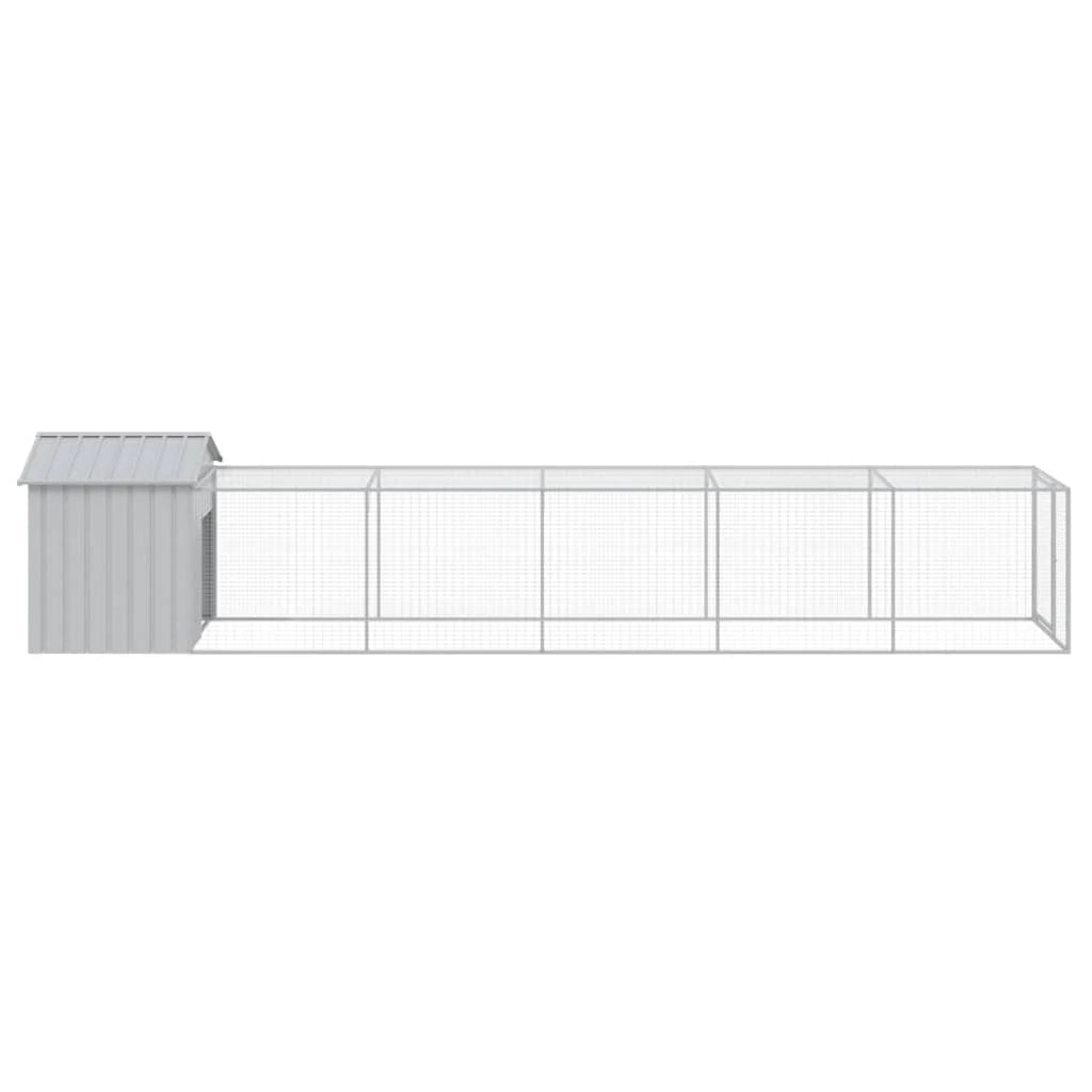 Recinto per pollaio con gabbia per galline con recinto luminoso 117 x 609 x 123 cm acciaio zincato grigio 02_0043960
