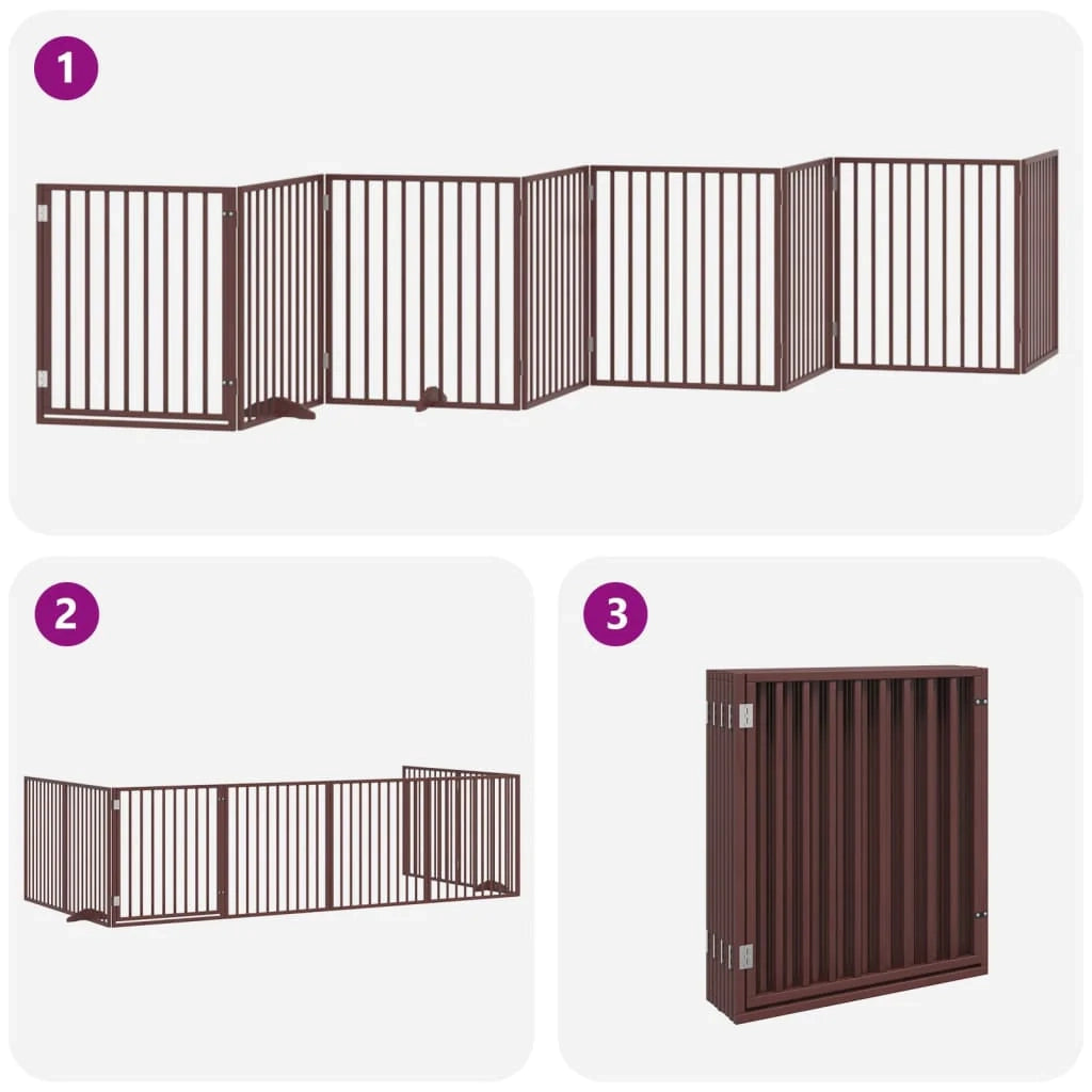 Cancelletto di sicurezza per animali domestici porta pieghevole 8 pannelli legno di pioppo marrone 02_0023248