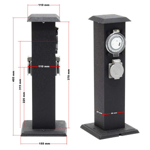 Colonna multipresa da giardino con 2 prese in metallo timer Palo presa multipla esterno