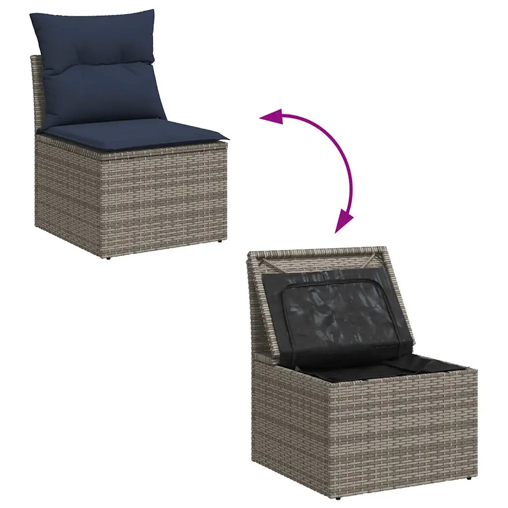 Set Divani da Giardino 8 pz con Cuscini Grigio in Polyrattan