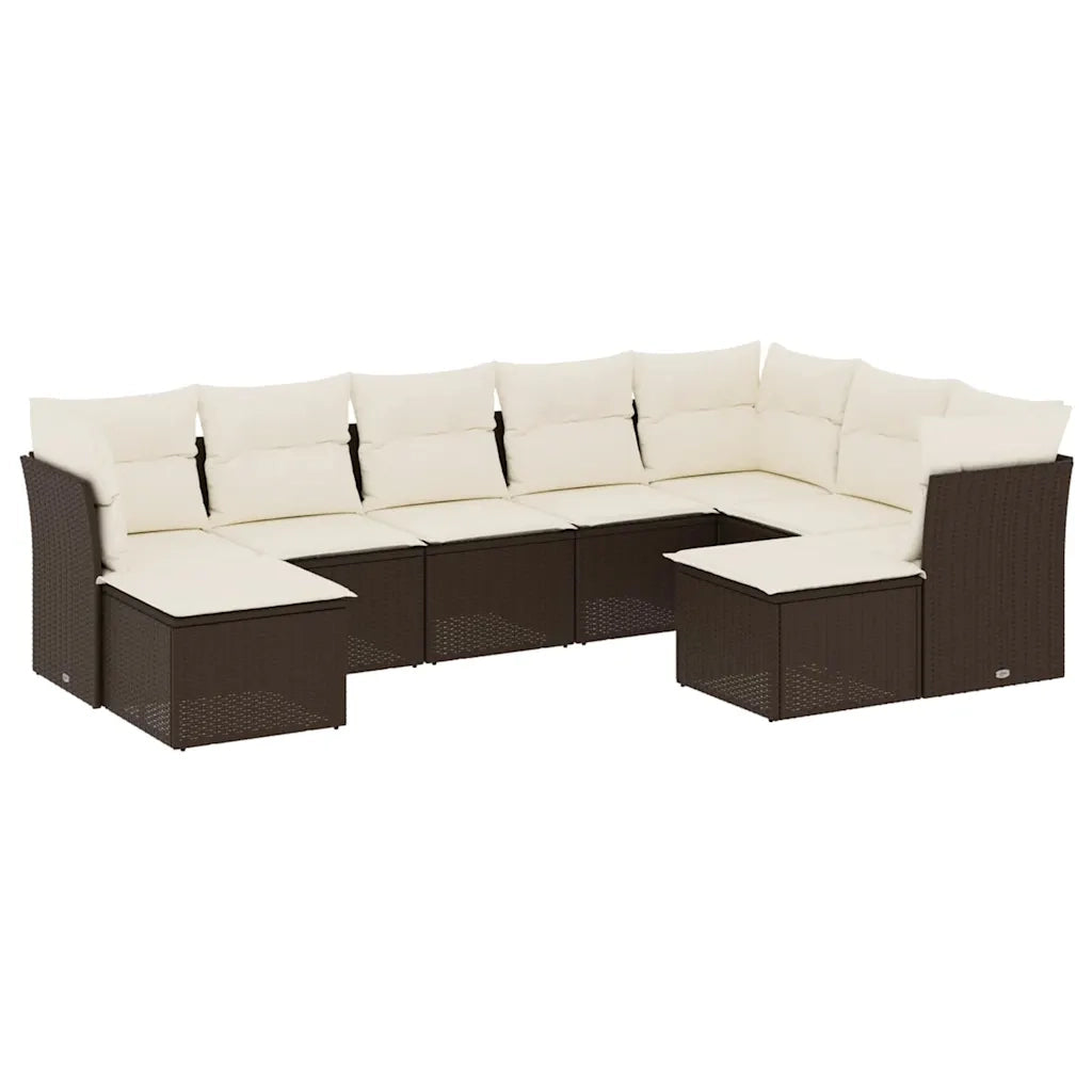 Set Divani da Giardino 9pz con Cuscini Marrone in Polyrattancod mxl 113510