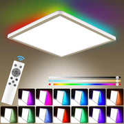 Lampada da soffitto LED quadrata con regolazione di colore e telecomando, 3200lm, 3000K-6000K, 13 colori RGB, IP54, impermeabile, per camera da letto, bagno e cucina.