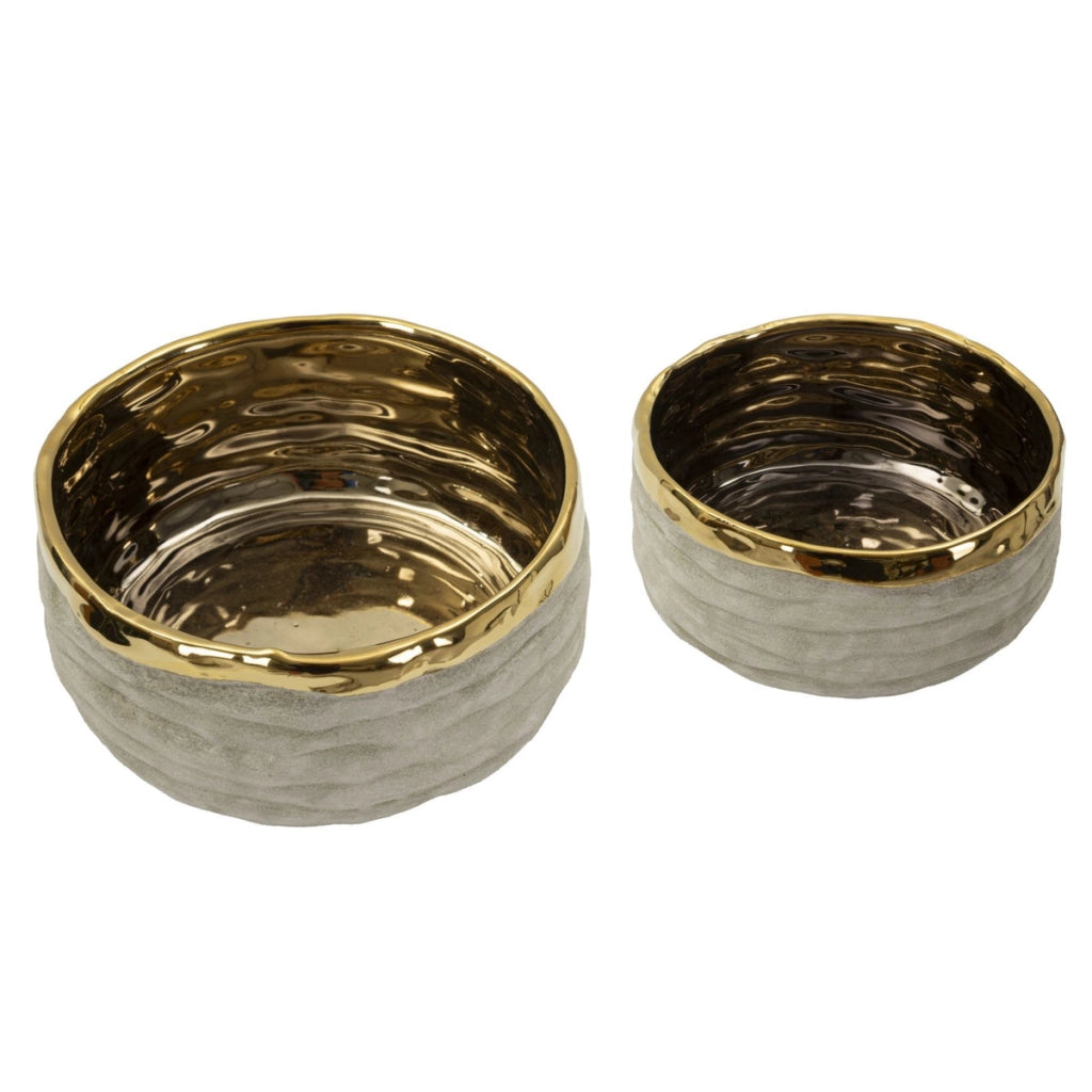 Set di 2 Vasi Decorativi VKH1020, Grigio, Ceramica, 22,5x22,5x10,5 cm