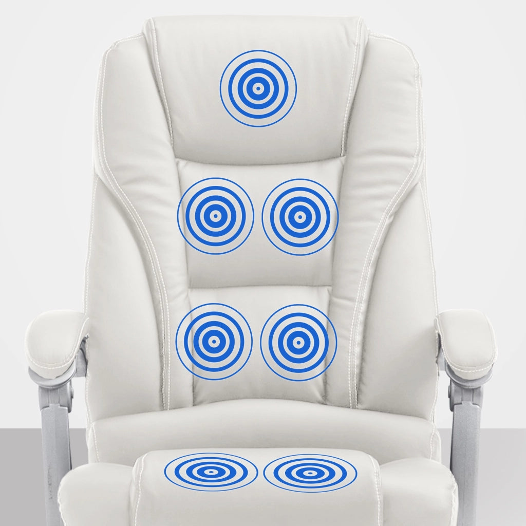 Sedia da ufficio Pacific con funzione massaggio in similpelle bianco