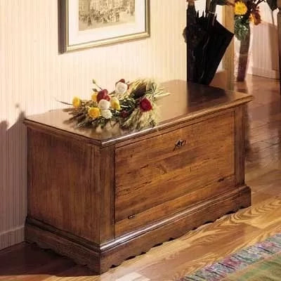 Cassapanca doppia apertura classica in legno grezza l.100 p.43 h.50 (716) - Mobili 2G