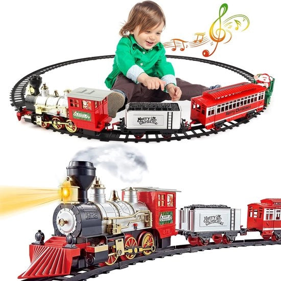 Treno elettrico di Natale - Treno di Natale elettrico - Treno intorno all'albero di Natale - Accessori di decorazione di Natale - Treno giocattolo di Natale - Treno di Natale con luce e suono - Decorazione di Natale - Accessori del villaggio di Natale