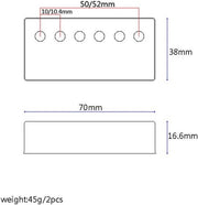 Set di Coperture per Pickup Humbucker per Chitarra Elettrica - Hals e Ponte - Colore Rosso Vivace - 50/52mm - Accessori per Chitarra